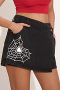 Spider Chic Black Denim Skort