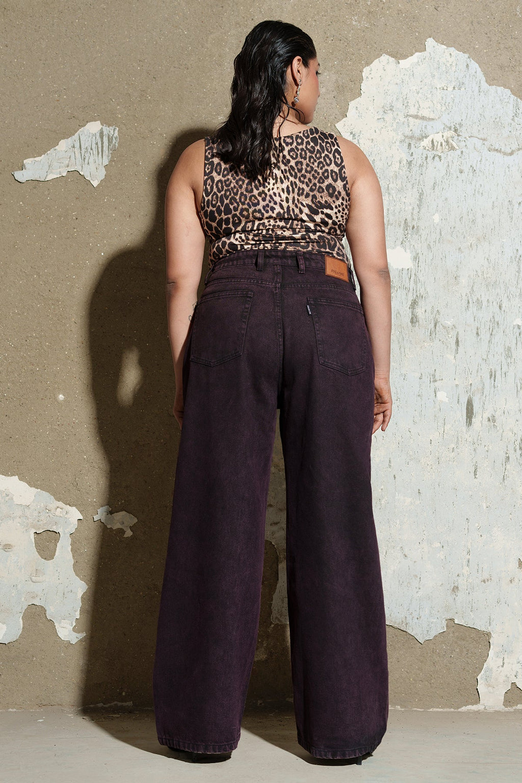 Lush Burgundy Curve Wide Jeans