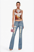 Multicolor Abstract Print Graphic Tank Top