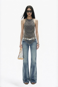 Grey Solid Multi-Chain Halter Top