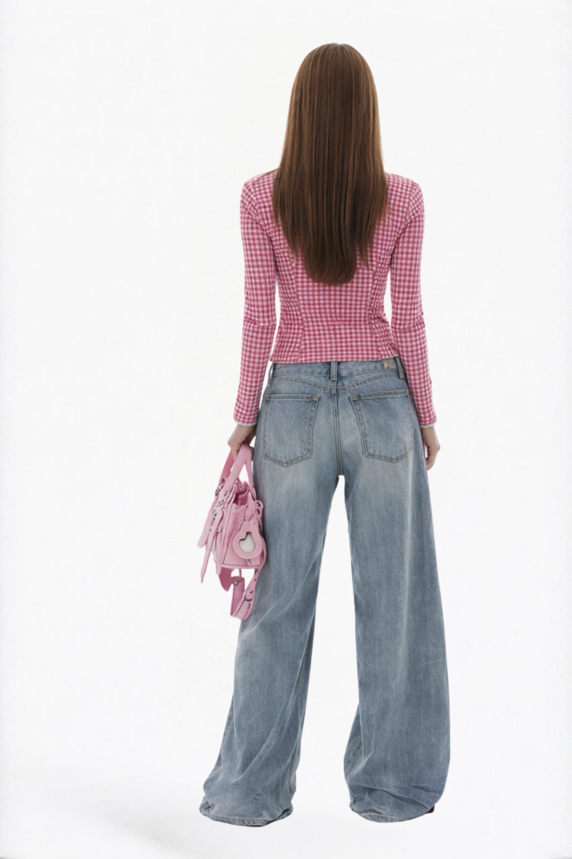 Pink Gingham Tie-Front Cropped Cardigan Blouse