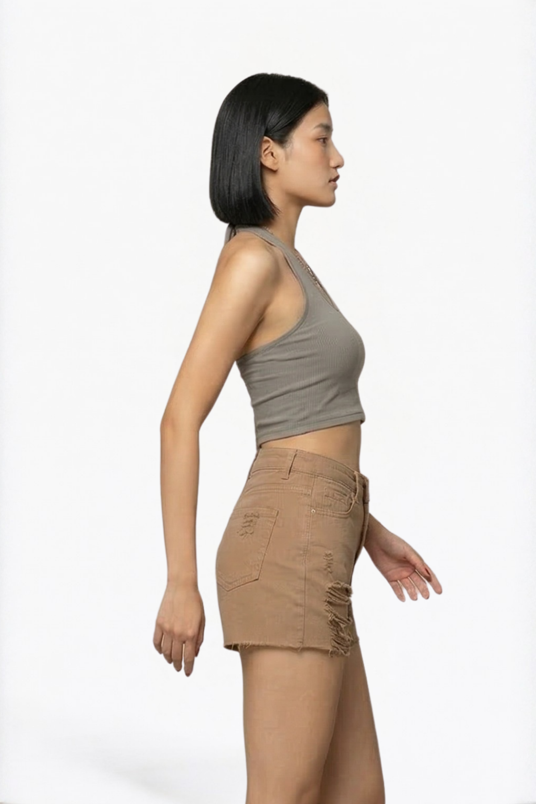 Brown Ripped Shorts