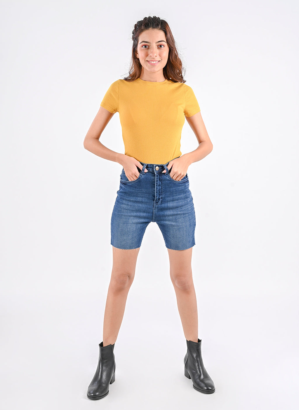 Dark Blue Washed Bermuda Shorts