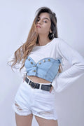 Stm Light Blue Denim Crop Top