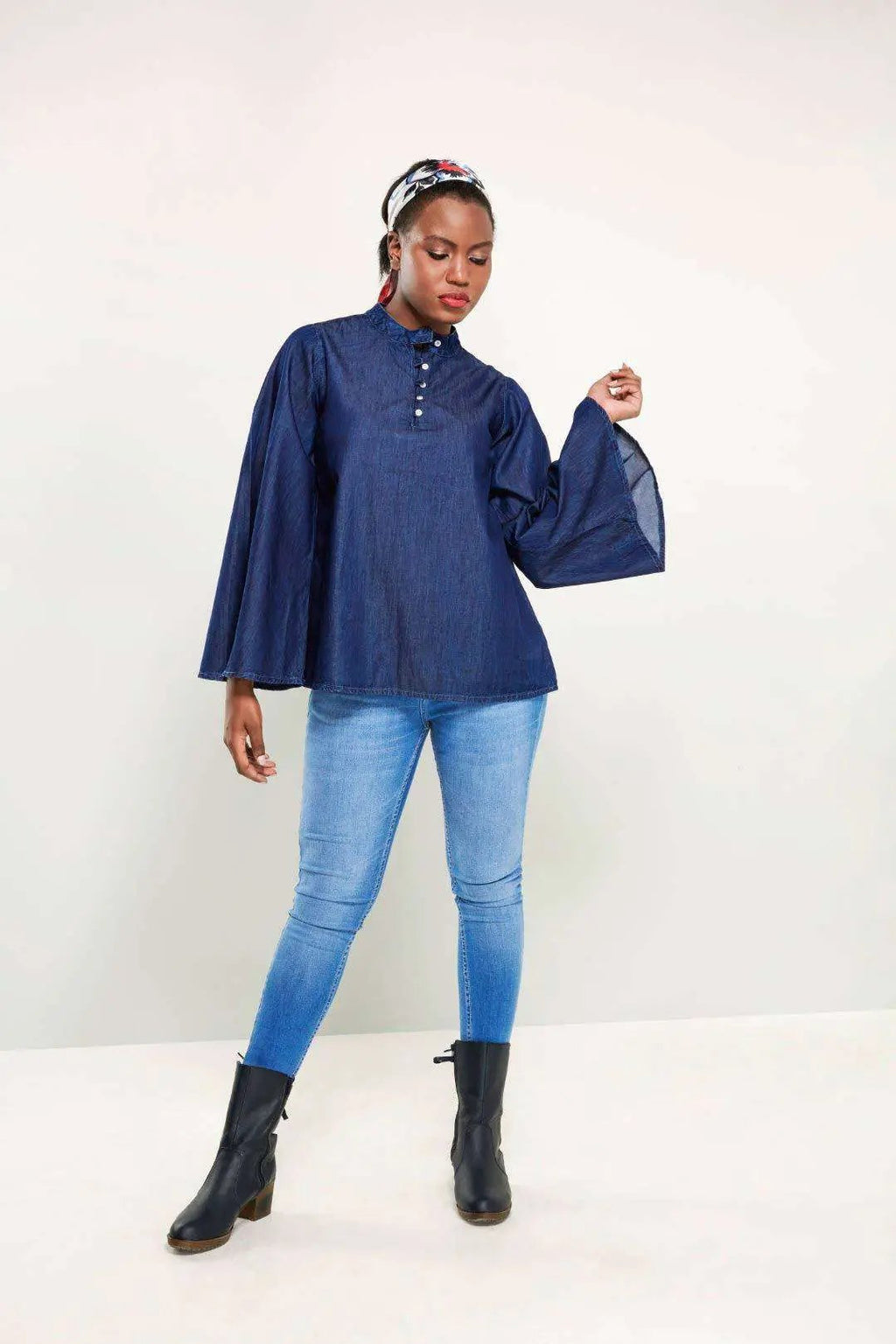 Dark Blue Regular Denim Top